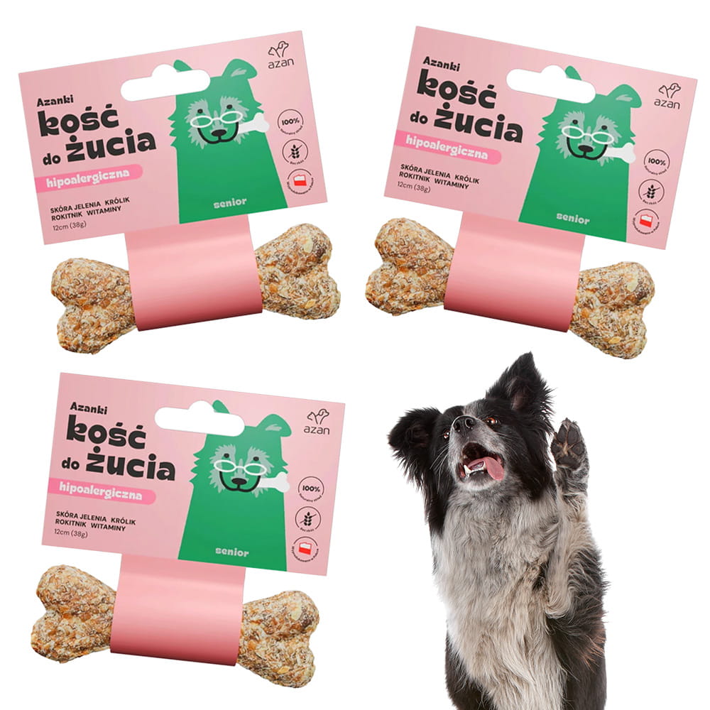 AZANKI Kość do żucia SENIOR ze skóry jelenia z królikiem 12cm 3sz
